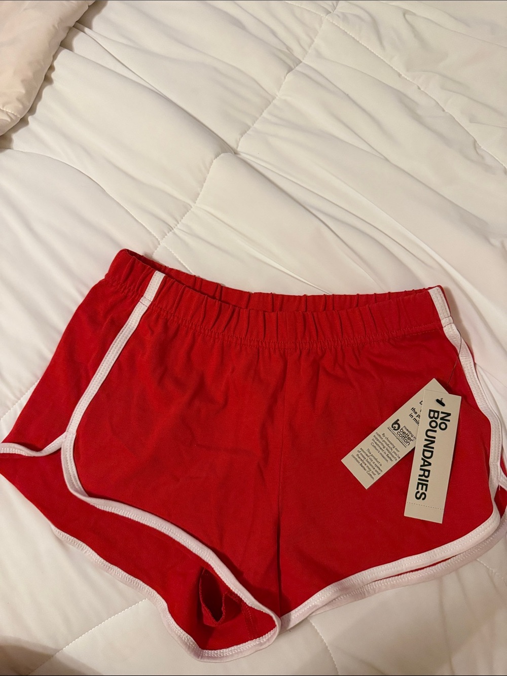 No Boundaries Red Athletic Shorts with White Trim